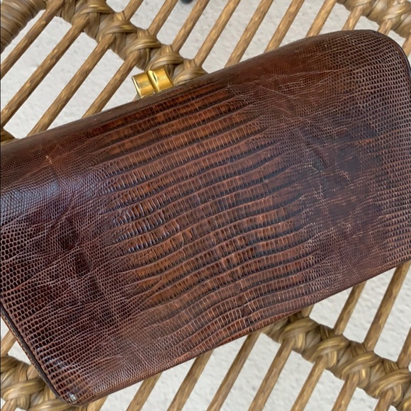 Vintage Brown Leather Snake Clutch - Picture 7 of 11